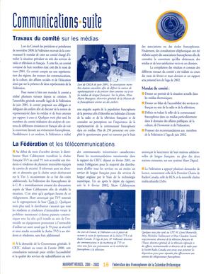   RAPPORT ANNUEL - FFCB, 2001-2002   , page 15