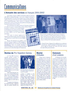   RAPPORT ANNUEL - FFCB, 2001-2002   , page 13