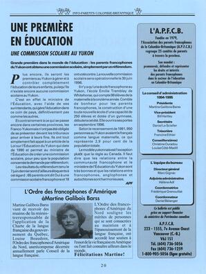   INFO-PARENTS COLOMBIE-BRITANNIQUE, 1995   , page 20
