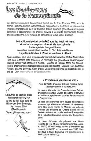   LA VOIX DES KOOTENAYS, 2008   , page 6