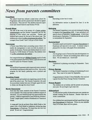   INFO-PARENTS COLOMBIE-BRITANNIQUE, 1994   , page 5