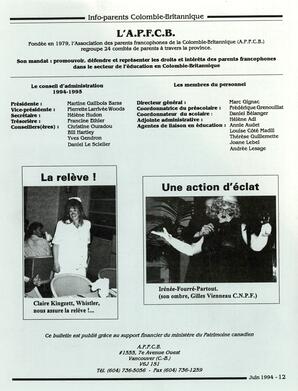   INFO-PARENTS COLOMBIE-BRITANNIQUE, 1994   , page 12