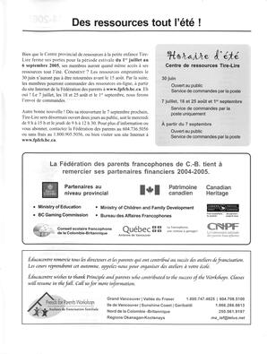   INFO-PARENTS COLOMBIE-BRITANNIQUE, 2005   , page 19