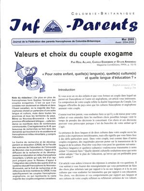   INFO-PARENTS COLOMBIE-BRITANNIQUE, 2005   , page 1