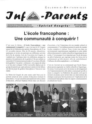   INFO-PARENTS COLOMBIE-BRITANNIQUE, 2003   , page 1