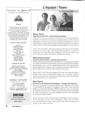   INFO-PARENTS COLOMBIE-BRITANNIQUE, 2003   , page 2