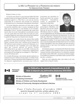   INFO-PARENTS COLOMBIE-BRITANNIQUE, 2003   , page 3