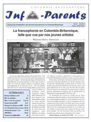   INFO-PARENTS COLOMBIE-BRITANNIQUE, 2003   , page 1