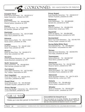   INFO-PARENTS COLOMBIE-BRITANNIQUE, 2002   , page 18
