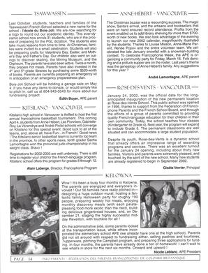   INFO-PARENTS COLOMBIE-BRITANNIQUE, 2002   , page 14