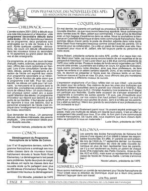   INFO-PARENTS COLOMBIE-BRITANNIQUE, 2001   , page 8
