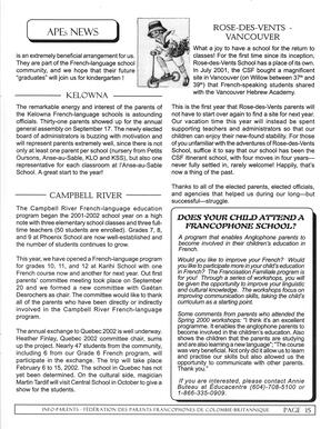   INFO-PARENTS COLOMBIE-BRITANNIQUE, 2001   , page 15