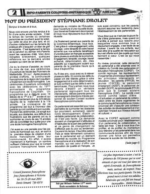   INFO-PARENTS COLOMBIE-BRITANNIQUE, 2001   , page 2