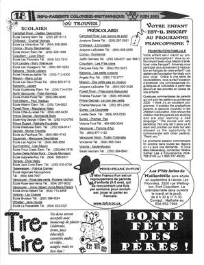   INFO-PARENTS COLOMBIE-BRITANNIQUE, 2001   , page 18