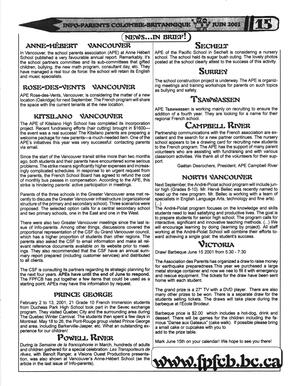   INFO-PARENTS COLOMBIE-BRITANNIQUE, 2001   , page 15
