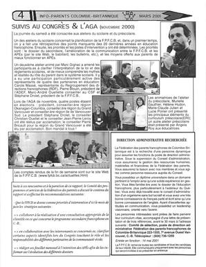   INFO-PARENTS COLOMBIE-BRITANNIQUE, 2001   , page 4