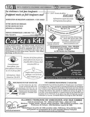   INFO-PARENTS COLOMBIE-BRITANNIQUE, 2001   , page 16