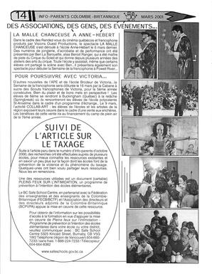   INFO-PARENTS COLOMBIE-BRITANNIQUE, 2001   , page 14