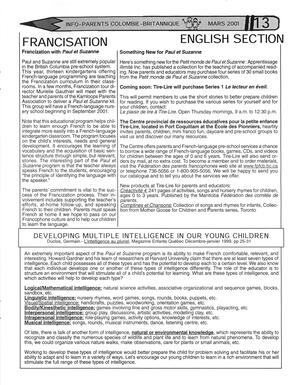   INFO-PARENTS COLOMBIE-BRITANNIQUE, 2001   , page 13