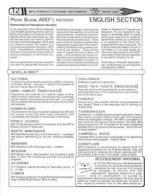   INFO-PARENTS COLOMBIE-BRITANNIQUE, 2001   , page 12