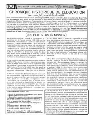   INFO-PARENTS COLOMBIE-BRITANNIQUE, 2001   , page 10