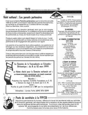   INFO-PARENTS COLOMBIE-BRITANNIQUE, 1998   , page 16