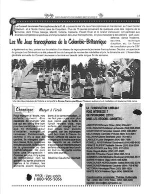   INFO-PARENTS COLOMBIE-BRITANNIQUE, 1998   , page 15