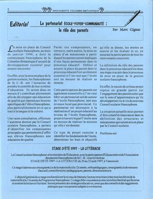   INFO-PARENTS COLOMBIE-BRITANNIQUE, 1997   , page 2