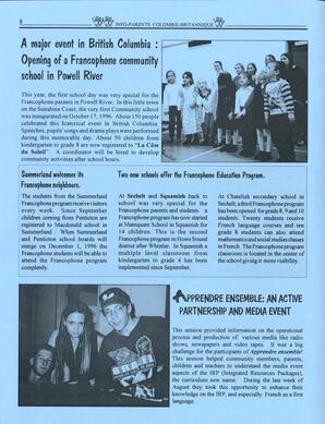   INFO-PARENTS COLOMBIE-BRITANNIQUE, 1996   , page 8