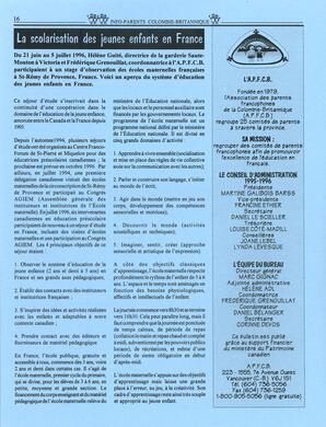   INFO-PARENTS COLOMBIE-BRITANNIQUE, 1996   , page 16
