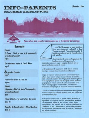   INFO-PARENTS COLOMBIE-BRITANNIQUE, 1996   , page 1