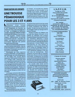   INFO-PARENTS COLOMBIE-BRITANNIQUE, 1996   , page 16