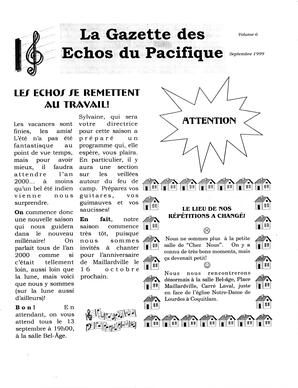   LA GAZETTE DES ÉCHOS DU PACIFIQUE, 1999   , page 1