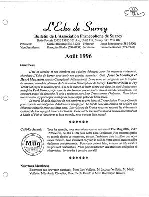   L'ÉCHO DE SURREY, 1996   , page 1
