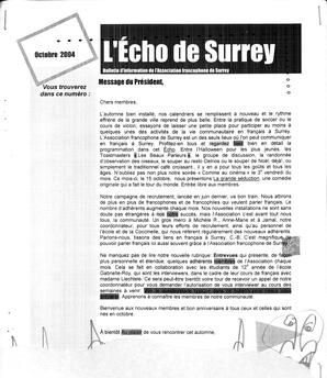   L'ÉCHO DE SURREY, 2004   , page 1