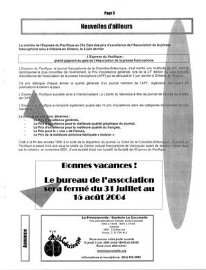   L'ÉCHO DE SURREY, 2004   , page 5