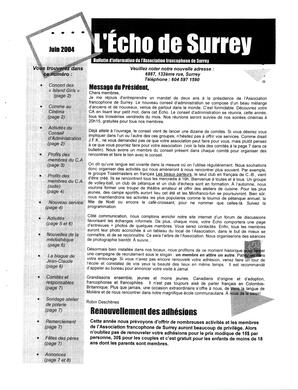   L'ÉCHO DE SURREY, 2004   , page 1