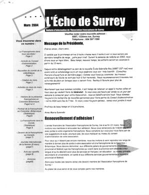   L'ÉCHO DE SURREY, 2004   , page 1