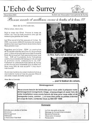   L'ÉCHO DE SURREY, 2003   , page 1