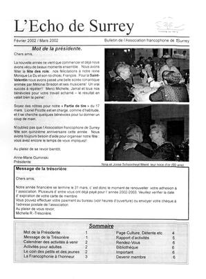   L'ÉCHO DE SURREY, 2002   , page 1