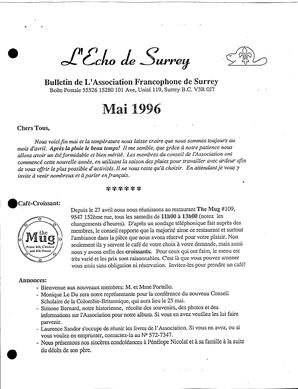   L'ÉCHO DE SURREY, 1996   , page 1