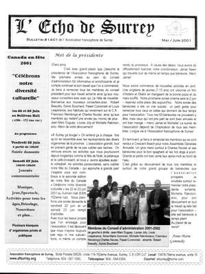   L'ÉCHO DE SURREY, 2001   , page 1