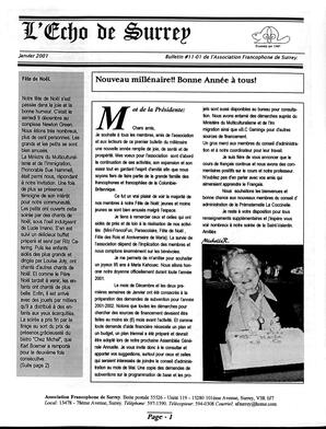   L'ÉCHO DE SURREY, 2001   , page 1
