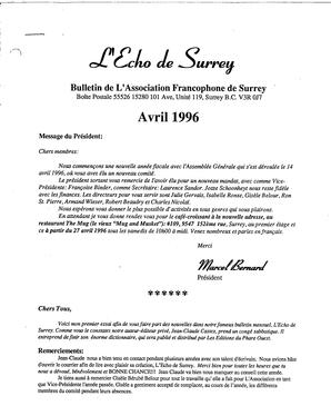   L'ÉCHO DE SURREY, 1996   , page 1