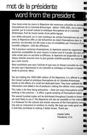   RÉPERTOIRE DES RESSOURCES CULTURELLES, 1999-2001   , page 8