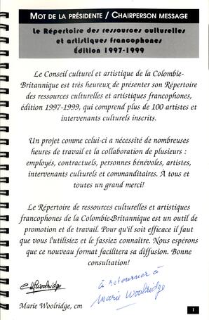   RÉPERTOIRE DES RESSOURCES CULTURELLES, 1997-1999   , page 3