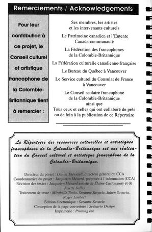   RÉPERTOIRE DES RESSOURCES CULTURELLES, 1997-1999   , page 2