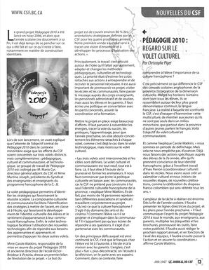   LE JOURNAL DU CSF, 2007   , page 13