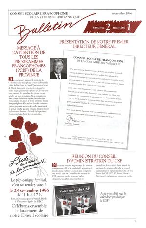   TRANSITION BULLETIN D'INFORMATION, 1996   , page 1
