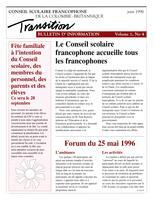 TRANSITION BULLETIN D'INFORMATION, 1996